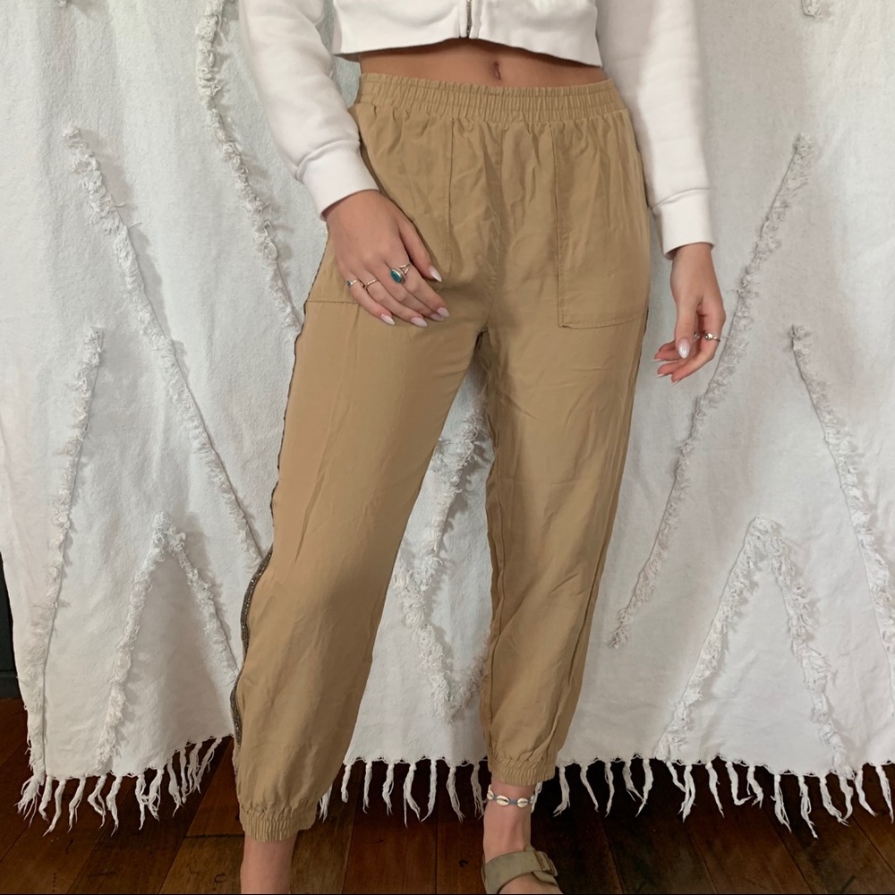 Zara joggers with neutral with jewel detailing